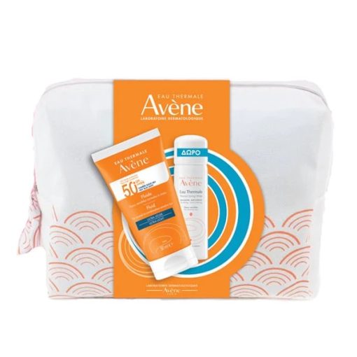 Avene Set Fluide SPF50+ Sunscreen Face Cream for Normal Combination Sensitive Skin 50ml + Gift Avene Eau Thermale 50ml