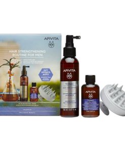 Apivita Set Hair Strengthening Routine For Man Tonic Hair Loss Lotion 150ml + Men's Tonic Shampoo 75ml + Scalp Massager 1pc