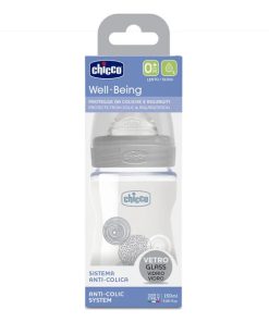 Chicco Well Being Unisex Glass Baby Bottle with Silicone Nipple 150ml 0m+ 1pc