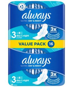 Always Ultra Day & Night Value Pack Size 3 Napkins with Wings 16pcs