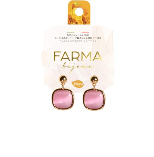 Farma Bijoux Hypoallergenic Earrings Pendant Pink Quartz 25mm