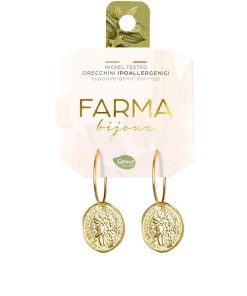 Farma Bijoux Hypoallergenic Hoop Earrings Gold Plated With Coin 20.0mm