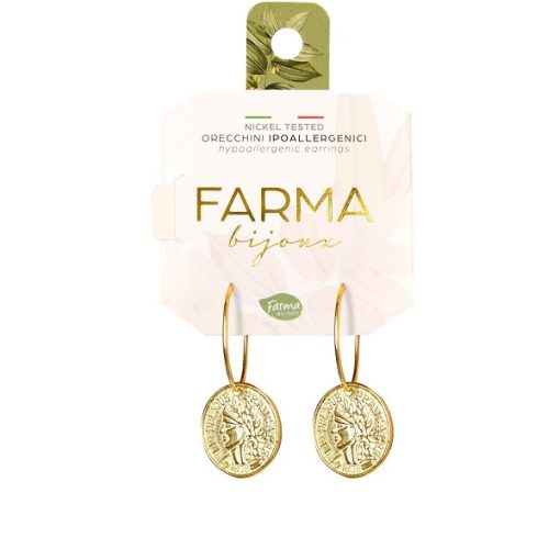 Farma Bijoux Hypoallergenic Hoop Earrings Gold Plated With Coin 20.0mm