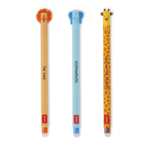 Legami Set of 3 Erasable Gel Pens - Wild Animals