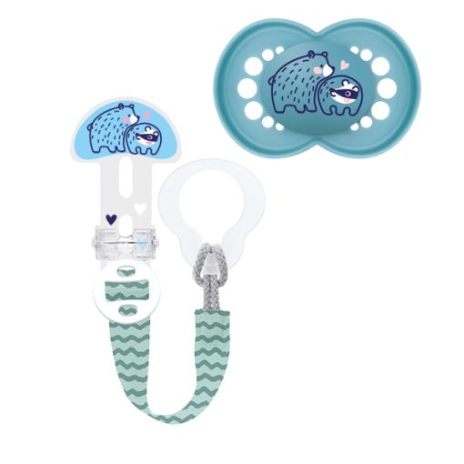 MAM Set 319SB Original Pacifier (6-16m) & Clip it! Blue