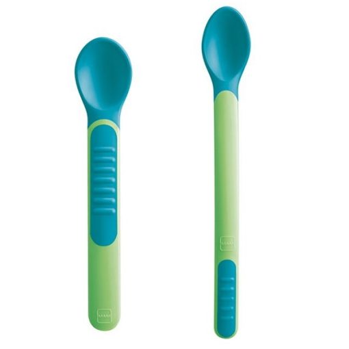 Mam Heat Sensitive Spoons & Cover 513SUN Green 6+ Months 2pcs