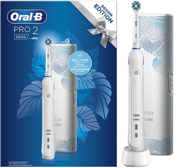 verf Bandiet Messing Oral-B Pro 2 2500 White Electric Rechargeable Toothbrush Design Edition &  Exclusive Travel Case | Foto Pharmacy
