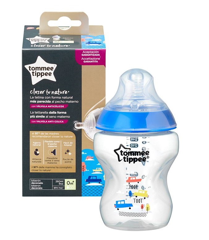 3 x Tommee Tippee Baby Bottles 260ml 0 Months Blue Anti-Colic 